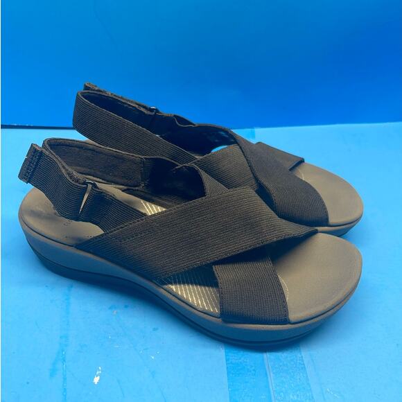 Clarks Black Aria Kaydin Sandals Cloudsteppers Stappy Comfort Women's size 7 - Picture 8 of 9